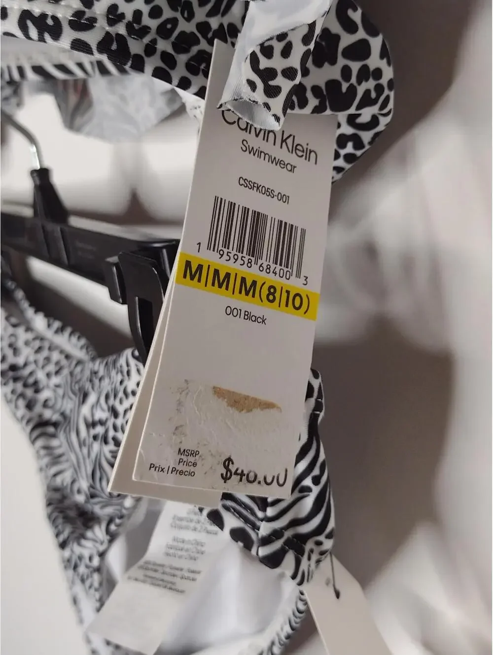 NWT Calvin Klein Girl's 2 Piece/Black,White Swimwear Size M(8-10)